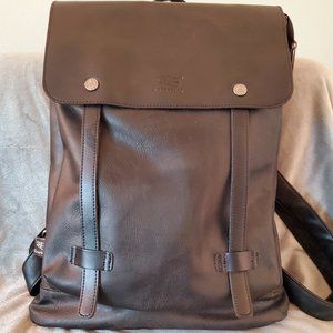 Three-Box Black Vegan Leather Backpack